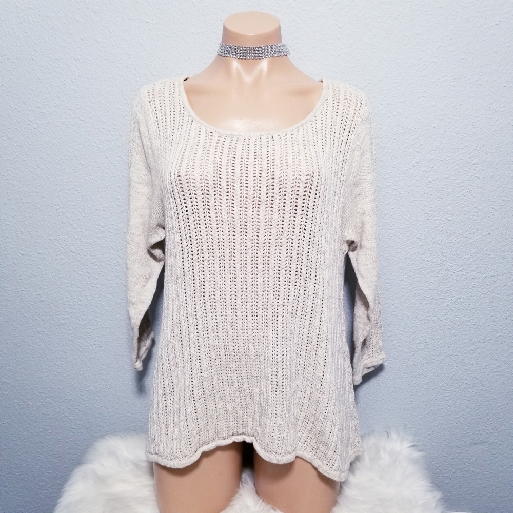 Lucky Brand knit hippie boho sweater top LARGE